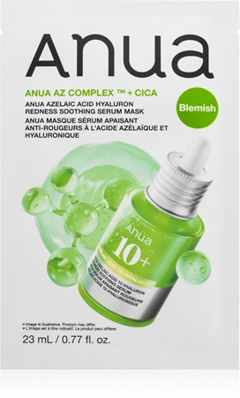 Anua Azelaic Acid Redness Soothing Serum Mask masque apaisant en tissu contre les rougeurs cutanées