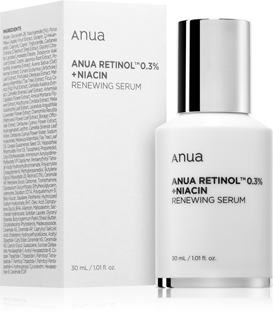Anua Retinol 0.3% + Niacin Renewing Serum noční obnovující sérum na rozšířené póry a vrásky