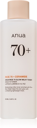 Anua Rice 70+ Glow Milky Toner drėkinamasis tonikas skaistinamojo poveikio