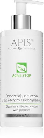 Apis Natural Cosmetics Acne-Stop Home TerApis почистващо и отстраняващо грим мляко със зелен чай