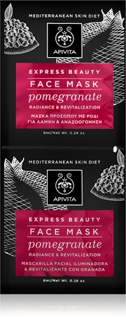 Apivita Express Beauty Pomegranate ревитализираща маска за лице за мигновено озаряване