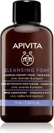 Apivita Cleansing Olive & Lavender mousse de limpeza para rosto e olhos