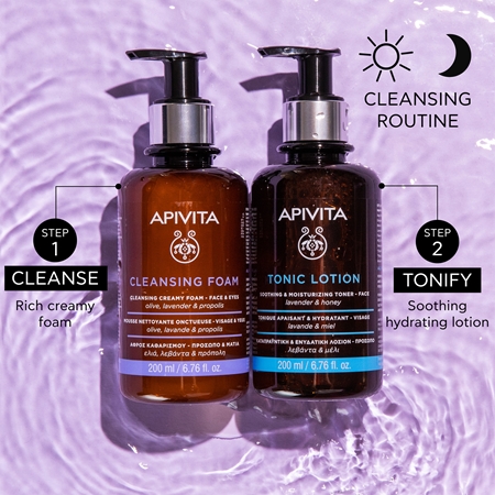 Apivita Cleansing Foam Face & Eyes espuma de limpeza cremosa para rosto e olhos