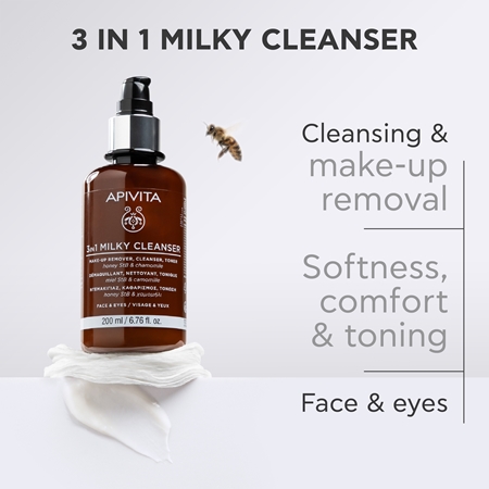Apivita Cleansing Milk Face & Eyes 3 in 1 Cleansing Lotion for face and eyes
