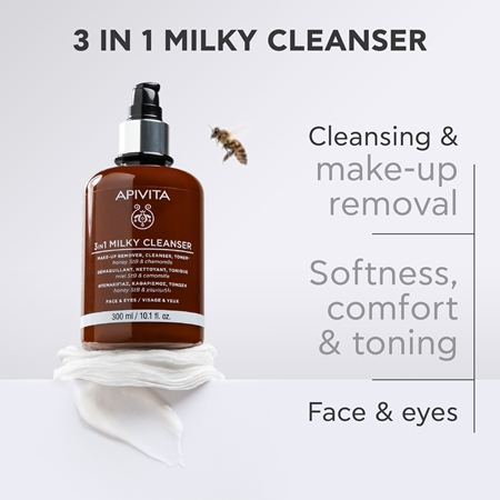 Apivita Cleansing Milk Face & Eyes 3 in 1 Cleansing Lotion for face and eyes