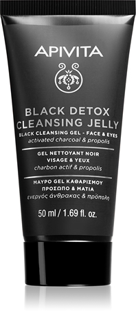Apivita Cleansing Black Detox Cleansing Gel καθαριστικό τζελ με ενεργό άνθρακα Για πρόσωπο και μάτια