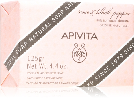 Apivita Natural Soap Rose & Black Pepper čisticí tuhé mýdlo