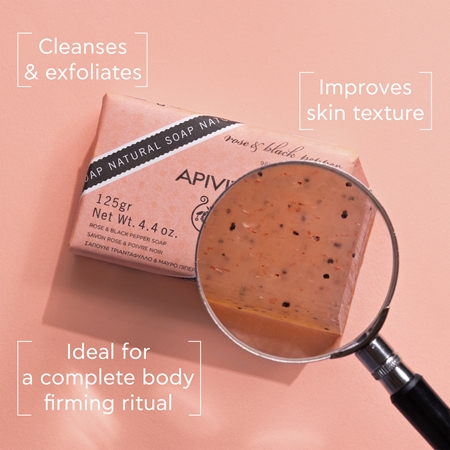 Apivita Natural Soap Rose & Black Pepper čisticí tuhé mýdlo
