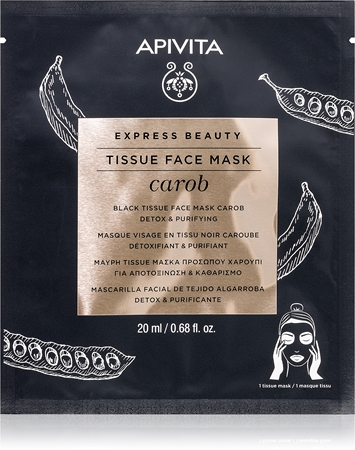 Apivita Express Beauty Detox Tissue Face Mask Carob Máscara em folha com efeito detox com efeito hidratante