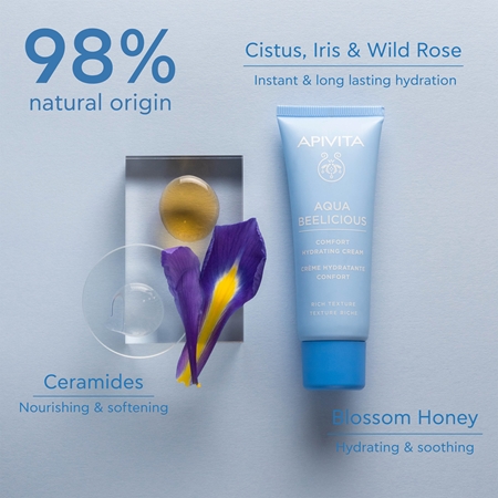 Apivita Aqua Beelicious Comfort Hydrating Cream Rich crema facial nutritiva de día y noche hidratante