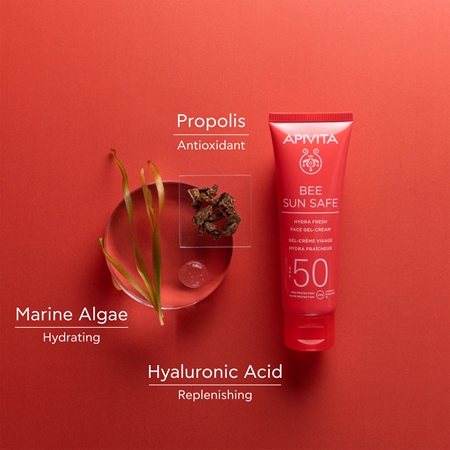 Apivita Bee Sun Safe Hydra Fresh Face Gel-Cream SPF50 gel-crème hydratant SPF 50