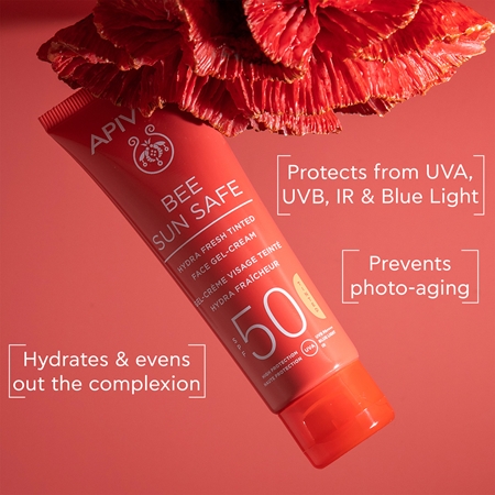 Apivita Bee Sun Safe Hydra Face Tinted Gel-Cream SPF50 gel creme com cor SPF 50