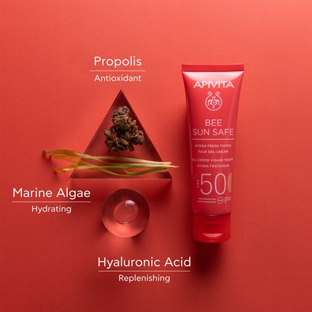Apivita Bee Sun Safe Hydra Face Tinted Gel-Cream SPF50 gel creme com cor SPF 50