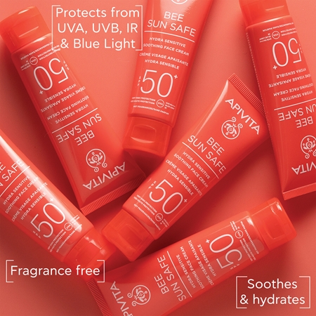 Apivita Bee Sun Safe Hydra Sensitive Soothing Face Cream SPF50+ upokojujúci a hydratačný krém SPF 50+