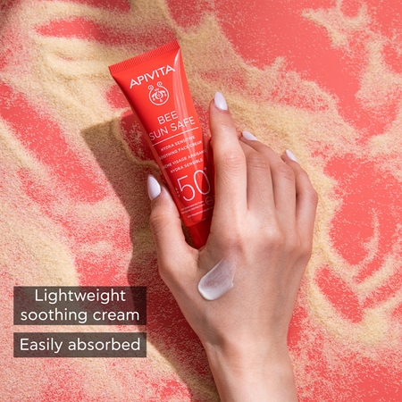 Apivita Bee Sun Safe Hydra Sensitive Soothing Face Cream SPF50+ upokojujúci a hydratačný krém SPF 50+