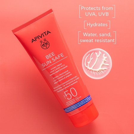 Apivita Bee Sun Safe Hydra Fresh Milk SPF50 mleczko do opalania do twarzy i ciała SPF 50