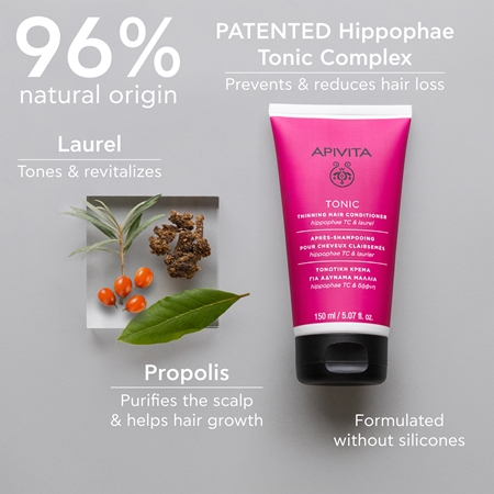 Apivita Tonic Thinning Hair Conditioner tonizáló kondicionáló vékony szálú, hullásra hajlamos hajra