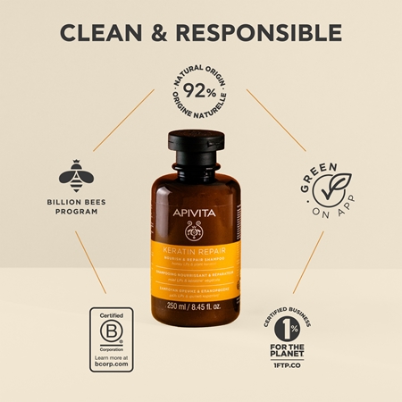 Apivita Keratin Repair Nourish Repair Shampoo Attīrošs šampūns