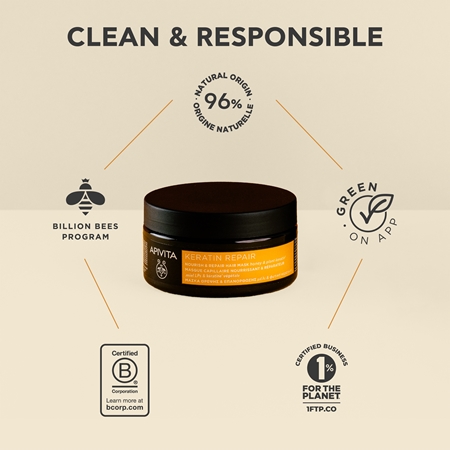Apivita Keratin Repair Nourish Repair Hair Mask Restorative Mask for Damaged Hair with keratin