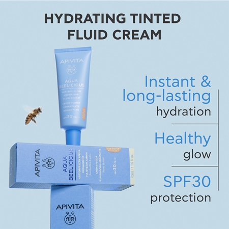 Apivita Aqua Beelicious Tinted Fluid SPF30 лек тониращ флуид за озаряване на лицето