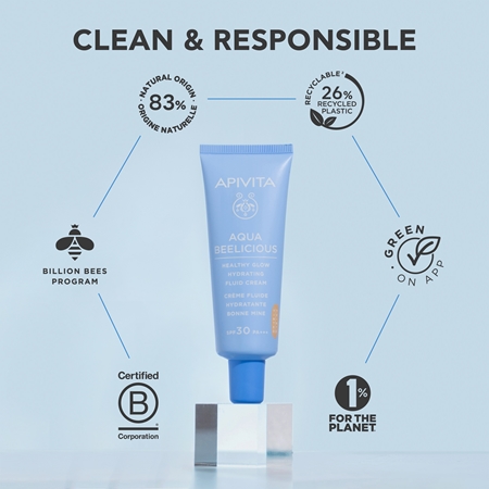 Apivita Aqua Beelicious Tinted Fluid SPF30 лек тониращ флуид за озаряване на лицето