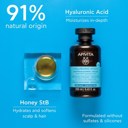 Apivita Hyaluronic Hydra Fine Hair Moisturizing Shampoo sampon hidratant pentru par fin