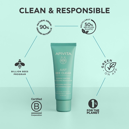 Apivita Just Bee Clear Blemish Control Moisturizer hydratačný krém na tvár s niacínamidom