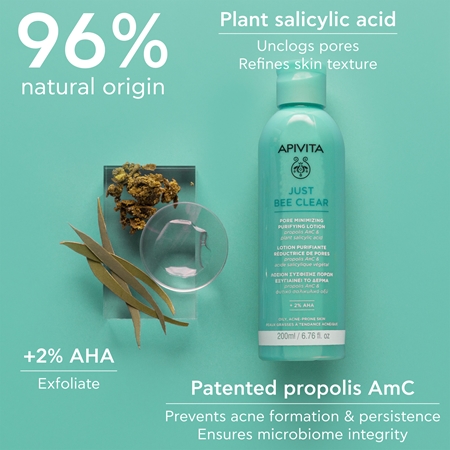 Apivita Just Bee Clear Pore Minimizing Lotion starostlivosť na rozšírené póry a čierne bodky