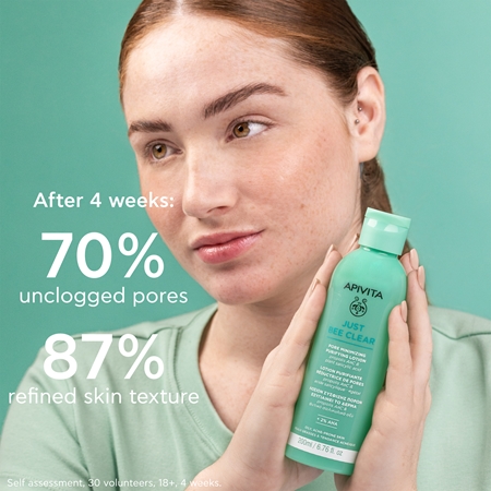 Apivita Just Bee Clear Pore Minimizing Lotion starostlivosť na rozšírené póry a čierne bodky