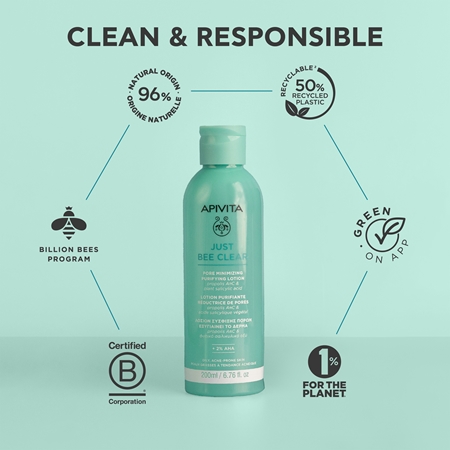 Apivita Just Bee Clear Pore Minimizing Lotion starostlivosť na rozšírené póry a čierne bodky