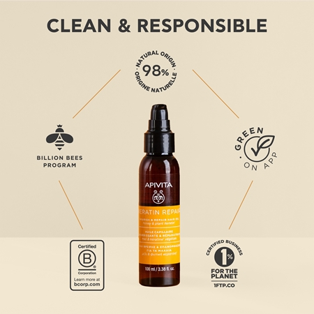 Apivita Keratin Repair Nourish Repair Hair Oil Hair Oil for dry and damaged hair