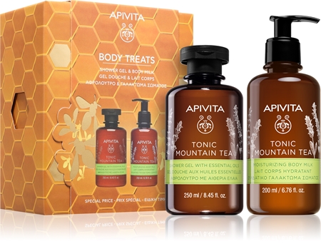 Apivita Tonic Mountain Tea Shower Gel & Body Milk Set Christmas gift set