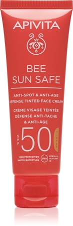 Apivita Bee Sun Safe Anti-Spot and Anti-Age Tinted Face Cream SPF50 сонцезахисний тонуючий крем для шкіри обличчя SPF 50