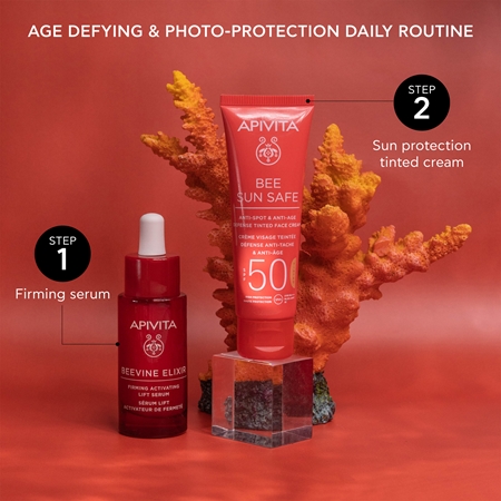 Apivita Bee Sun Safe Anti-Spot and Anti-Age Tinted Face Cream SPF50 сонцезахисний тонуючий крем для шкіри обличчя SPF 50