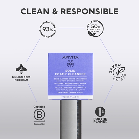 Apivita Cleansing Solid Foamy Cleanser cleansing bar with moisturising effect