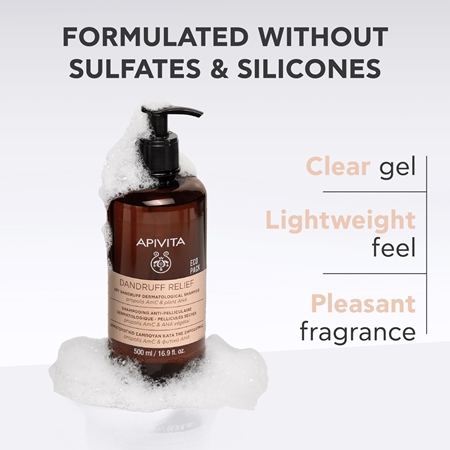 Apivita Dandruff Relief Dry Dandruff Dermatological Shampoo Pretblaugznu šampūns sausai un niezošai galvas ādai