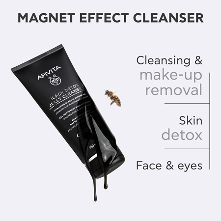 Apivita Cleansing Black Detox Jelly Cleanser Cleansing Gel with activated charcoal