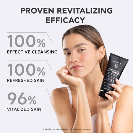 Apivita Cleansing Black Detox Jelly Cleanser Cleansing Gel with activated charcoal