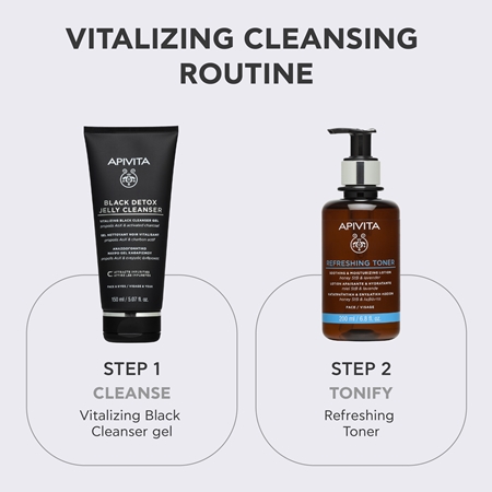 Apivita Cleansing Black Detox Jelly Cleanser Cleansing Gel with activated charcoal