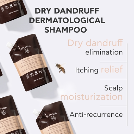Apivita Dandruff Relief Dry Dandruff Dermatological Shampoo Pretblaugznu šampūns sausai un niezošai galvas ādai