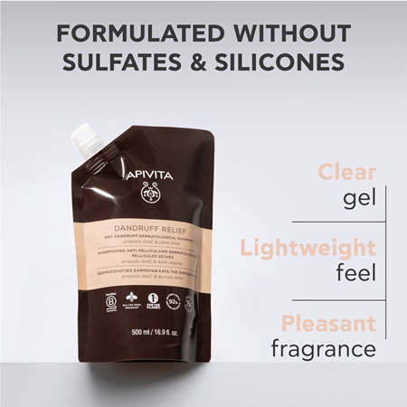 Apivita Dandruff Relief Dry Dandruff Dermatological Shampoo Pretblaugznu šampūns sausai un niezošai galvas ādai