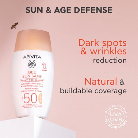 Apivita Bee Sun Safe Daily Age Repair Tinted Fluid SPF50 Toning Protective Cream SPF 50