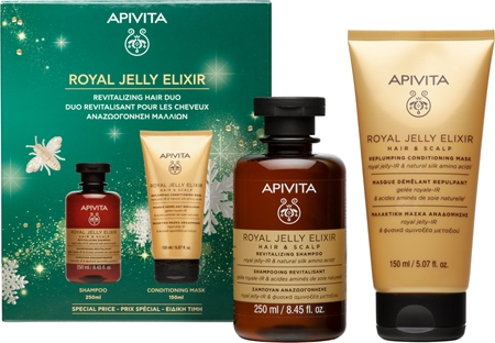 Apivita Royal Jelly Elixir Revitalizing Hair Duo Ziemassvētku dāvanu komplekts ar revitalizējošu efektu