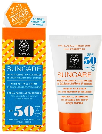 Apivita Sun Care Sea Lavender & Sea Fennel krem do opalania przeciw przebarwieniom SPF 50