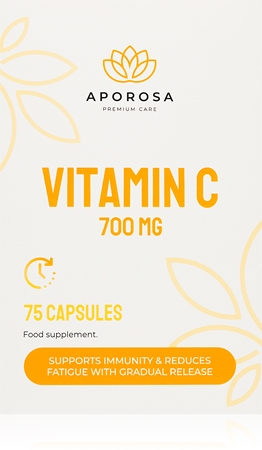 Aporosa Vitamin C 700 mg kapsle pro podporu imunity, snížení míry únavy a vyčerpání
