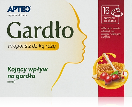 Apteo Gardło propolis z dziką różą twarde pastylki na wsparcie układu odpornościowego