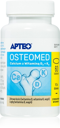 Apteo Osteomed Calcium z witaminą D3 + K2 tabletki dla prawidłowego funkcjonowania układu odpornościowego, stanu kości, zębów i pracy mięśni