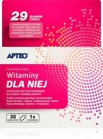 Apteo Witaminy dla niej tabletki dla wsparcia układu odpornościowego, pięknych włosów i skóry