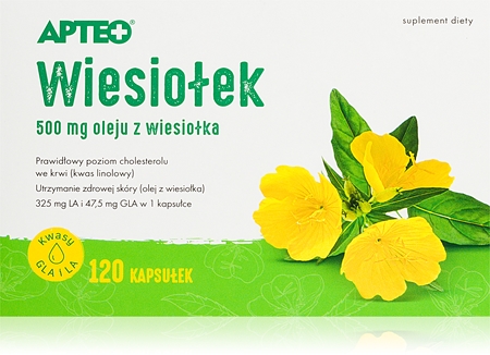 Apteo Wiesiołek kapsułki dla wsparcia układu odpornościowego, pięknych włosów i skóry