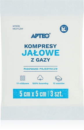 Apteo Kompresy jałowe 5 cm x 5 cm kompres z gazy do opatrywania drobnych powierzchownych ran